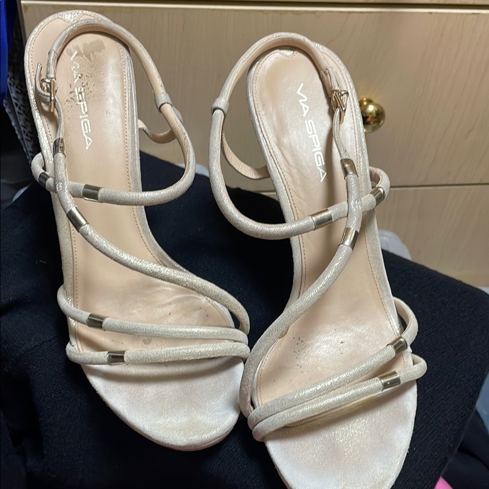 Via Spiga Cream High-Heeled Sandals